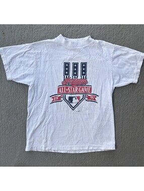 Vintage Indians All-Star Game 1997 Mlb Baseball Promo Shirt Logo 7 YOUTH 8Y